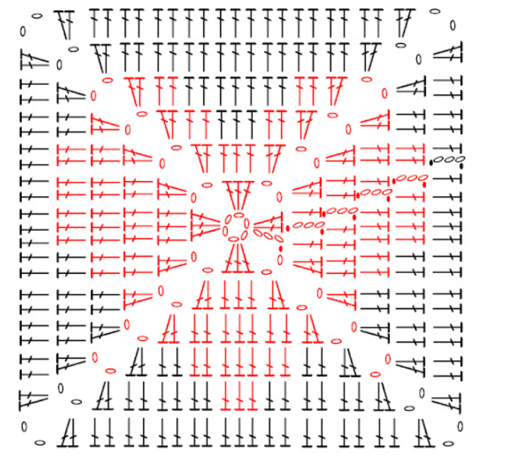 Crochet Heart Granny Squares Diagram