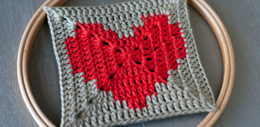Crochet Heart Granny Square