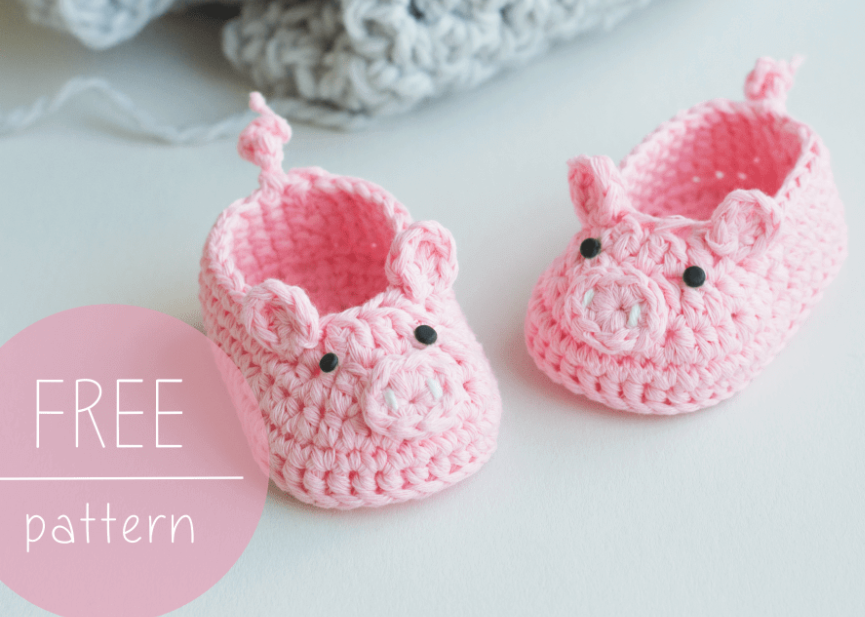 How to Crochet Piggy Baby Booties - Manual Crafts