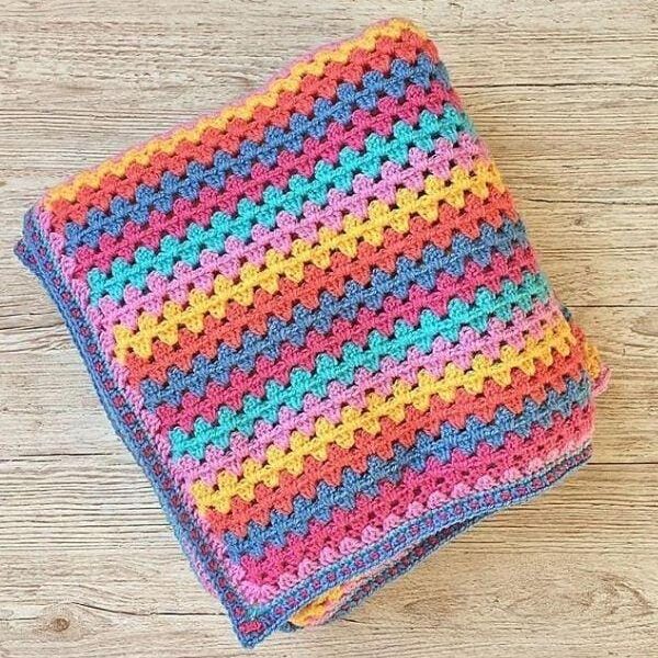 Granny Stripe Crochet Blanket Pattern Manual Crafts
