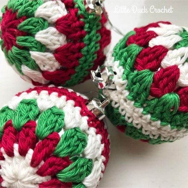 Granny Square Crochet Christmas Baubles - Manual Crafts