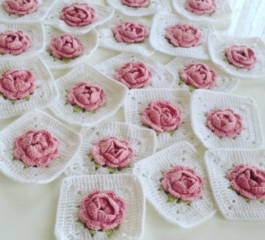 Granny Square With 3D Rose Tutorial